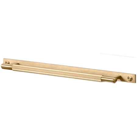 Buster + Punch Linear 8-7/8" Center to Center Luxury Modern Industrial Straight Knurl Coined Solid Brass Cabinet Bar Handle / Drawer Bar Pull with Backplate Brass