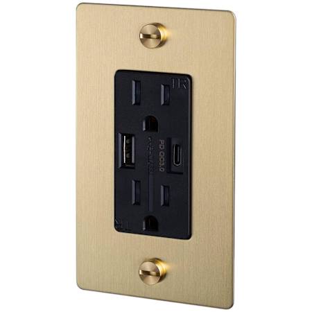 Buster + Punch Cross 15 Ampere Electrical Outlet Brass