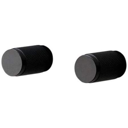 Buster + Punch Cross - Pack of (2) - 13/16" Luxury Industrial Button Cylindrical Diamond Knurl Cabinet / Drawer / Furniture Knobs Black