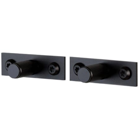Buster + Punch Linear Pack of (2) - 13/16" Luxury Industrial Straight Knurl Cylindrical Button Cabinet / Drawer / Furniture Knobs with 2-3/8" Backplates and Torx Screws Black