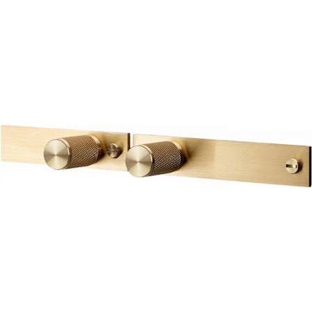 Buster + Punch Cross Pack of (2) - 13/16" Luxury Industrial Diamond Knurl Solid Brass Cylindrical Button Cabinet / Drawer / Furniture Knobs with Offset Backplates and Torx Screws Brass