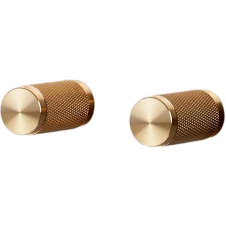 Buster + Punch Cross Pack of (2) - 13/16" Bespoke Industrial Diamond Knurl Solid Brass Button Cabinet / Drawer / Furniture Knobs Brass