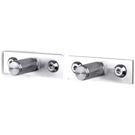 Buster + Punch Linear Pack of (2) 1/2" Luxury Bespoke Straight Knurl Solid Stainless Steel Button Cabinet / Drawer / Furniture Knobs with Centered Backplates Steel