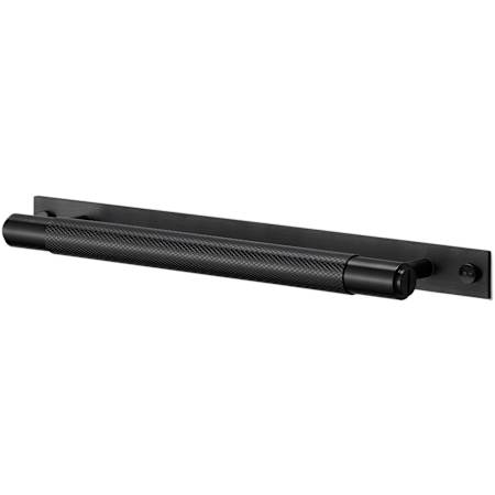 Buster + Punch Cross 12-13/16" Center to Center Luxury Industrial Bespoke Diamond Knurl Large Cabinet Bar Handle with Full Backplate Black
