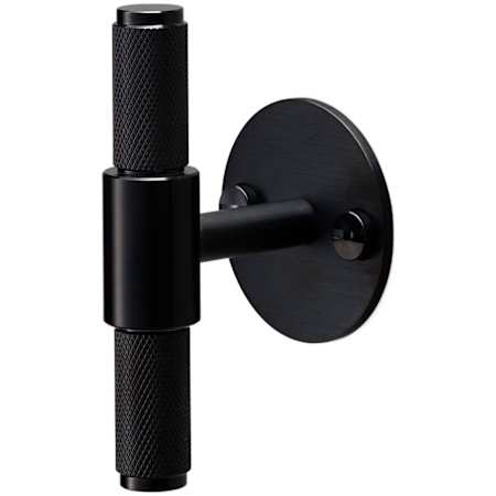 Buster + Punch Cross 3-3/4" T Bar Luxury Bespoke Industrial Diamond Knurl Cabinet/ Drawer Bar Knob with Large Backplate Black