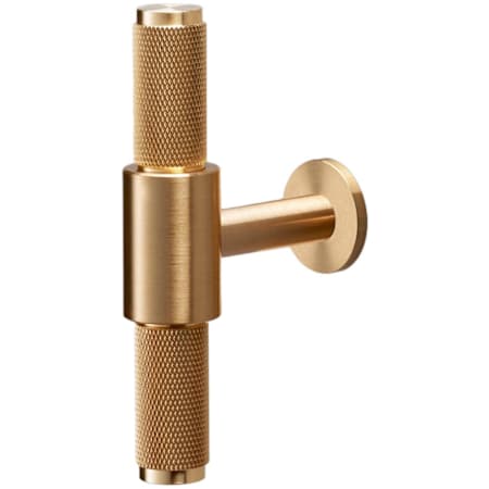 Buster + Punch Cross 3-3/4" Luxury Diamond Knurled Industrial Solid Brass T Bar Cabinet / Drawer / Furniture Knob with Small Disc Backplate Brass