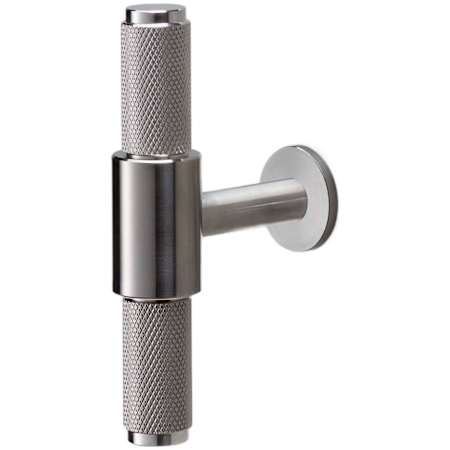 Buster + Punch Cross 3-3/4" T Bar Luxury Bespoke Industrial Diamond Knurl Solid Stainless Steel Cabinet / Drawer Bar Knob with Small Backplate Steel