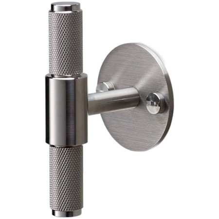 Buster + Punch Cross - Bespoke Industrial Designer 3-3/4" Diamond Knurled Solid Stainless Steel T Bar Cabinet Knob with Large Backplate Steel