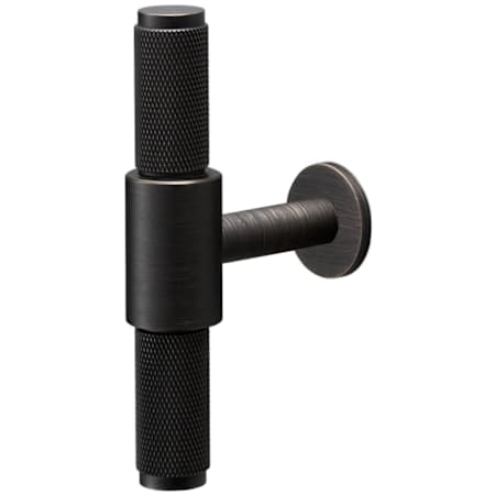 Buster + Punch Cross 3-3/4" Bespoke Diamond Knurled Industrial Solid Brass T Bar Cabinet / Drawer / Furniture Knob with Small Disc Backplate Smoked Bronze