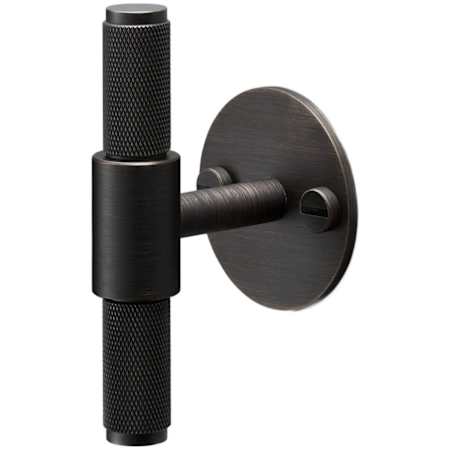 Buster + Punch Cross 3-3/4" Bespoke Modern Industrial Diamond Knurled Solid Brass T Bar Cabinet Knob with Large Backplate Smoked Bronze