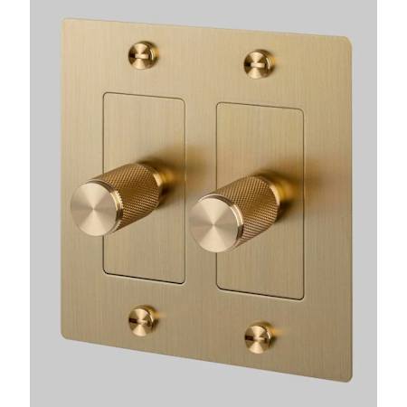 Buster + Punch 2 Gang Premium Wall Plate with Cross Handles without Logo Brass