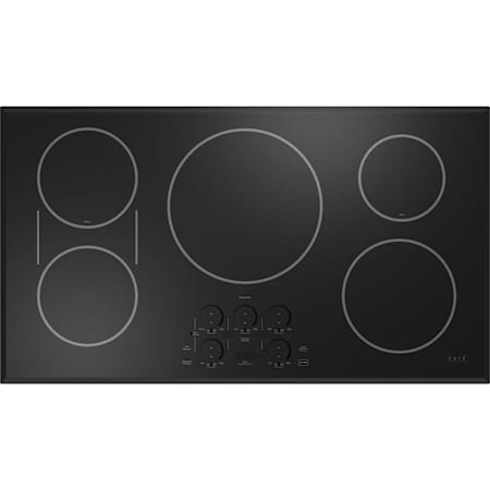 Cafe 36 Inch Wide 5 Burner Induction Cooktop with Built-in Wi-Fi Black