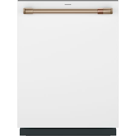 Cafe 24 Inch Wide 16 Place Setting Built-In Top Control Dishwasher with Dual Convection Ultra Dry and Ultra Wash Top Rack Matte White