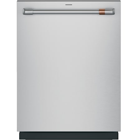 Cafe 24 Inch Wide 16 Place Setting Built-In Top Control Dishwasher with 6 Wash Cycles, Nylon Coated Racks, Presoak + Sanitize and WiFi Stainless Steel