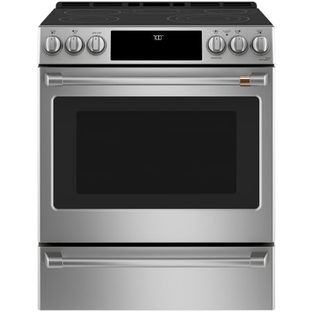 Cafe 30 Inch Wide 5.7 Cu. Ft. Slide In Radiant Electric Range with Touch Controls and Warming Drawer Stainless Steel / Brushed Stainless