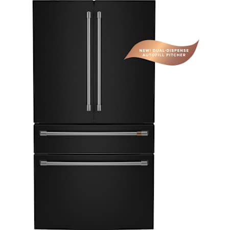 Cafe 36 Inch Wide 28.7 Cu. Ft. Energy Star Certified French Door Refrigerator with Dual-Dispense AutoFill Pitcher and Convertible Drawer Matte Black / Brushed Stainless