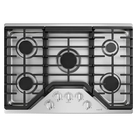 Cafe 30 Inch Wide 5 Burner Natural Gas Cooktop Stainless Steel / Brushed Stainless