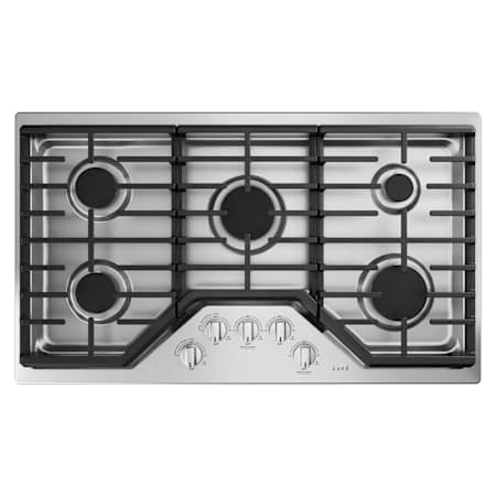Cafe 36 Inch Wide 5 Burner Gas Cooktop with Sealed Burners Stainless Steel / Brushed Stainless