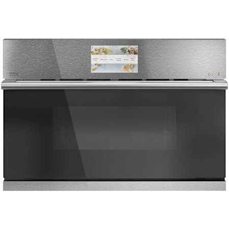 Cafe 30 Inch Wide 1.7 Cu. Ft. Electric Single Oven with LCD Display and Five-in-One 120V Advantium Technology Platinum Glass