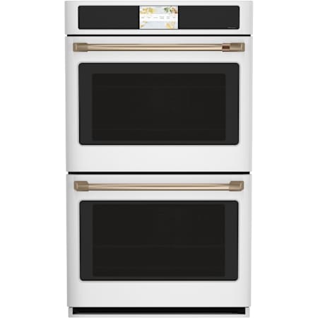 Cafe Professional 30 Inch Wide 10 Cu. Ft. Double Electric Oven with Convection and LCD Touch Display Matte White / Brushed Bronze