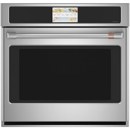Cafe 30 Inch Wide 5 Cu. Ft. Single Electric Oven with Convection and LCD Touch Display Stainless Steel / Brushed Stainless