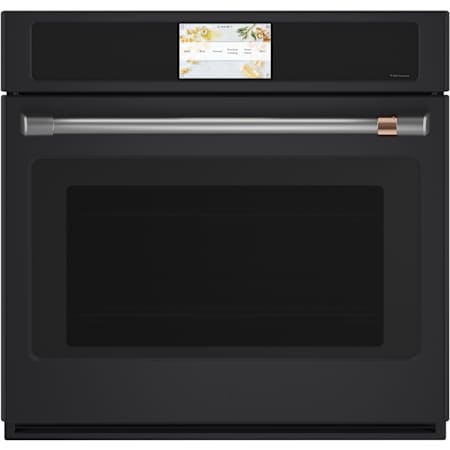 Cafe Professional 30 Inch Wide 5 Cu. Ft. Single Electric Oven with Steam Clean and Convection Matte Black / Brushed Stainless