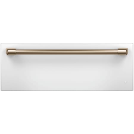 Cafe 30 Inch Wide Electric Warming Drawer with Variable Heat and Humidity Control with Brushed Stainless Steel handle Matte White / Brushed Bronze