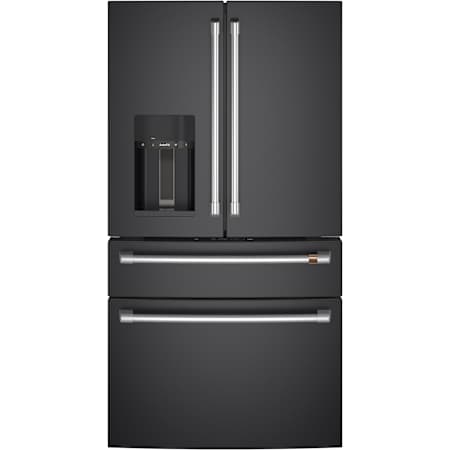 Cafe 36 Inch Wide 27.8 Cu. Ft. Energy Star Rated French Door Refrigerator with Convertible Drawer Matte Black / Brushed Stainless