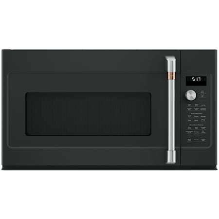Cafe 30 Inch Wide 1.7 Cu. Ft. Convection Over the Range Microwave Oven with Air Fry Matte Black / Brushed Stainless