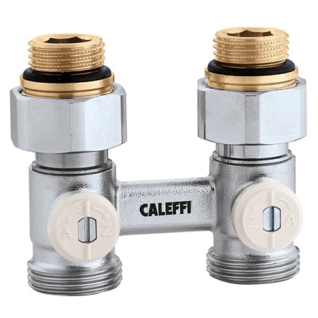 Caleffi Two-pipe Straight Panel Radiators Valve - 1/2" BSP Straight (Radiator) x 3/4" BSP Conical (Pipe) Stainless Steel