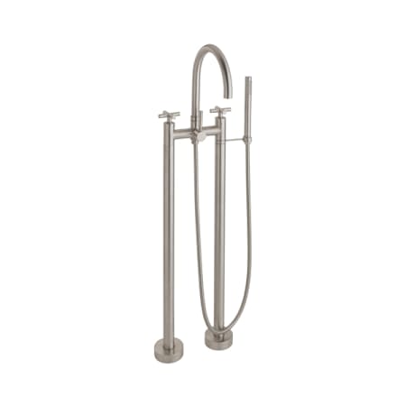 California Faucets Asilomar Widespread Cross Handle Floor Mounted Tub Filler Satin Nickel