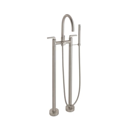 California Faucets Solimar Widespread Lever Handle Floor Mounted Tub Filler Satin Nickel