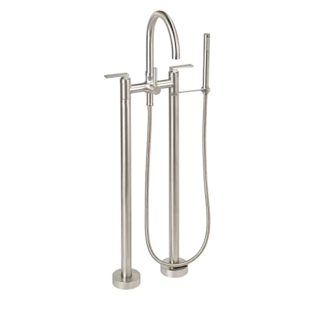 California Faucets Asilomar Floor Mounted Tub Filler with Built-In Diverter - Includes Hand Shower Satin Nickel