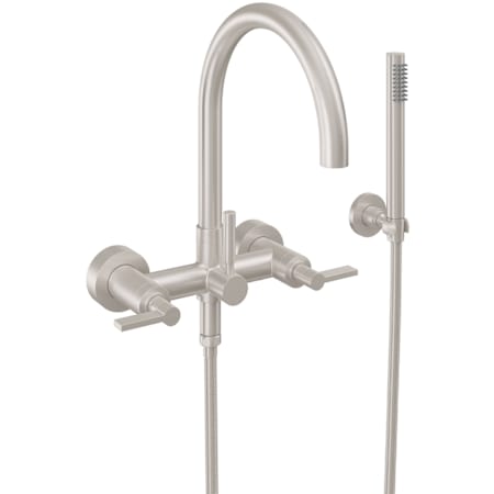 California Faucets Asilomar Wall Mounted Tub Filler with Built-In Diverter - Includes Hand Shower Satin Nickel