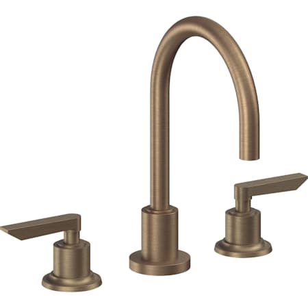 California Faucets Rincon Bay 1.2 GPM Widespread Bathroom Faucet with 1-1/4" ZeroDrain and Lever Handles Antique Brass Flat