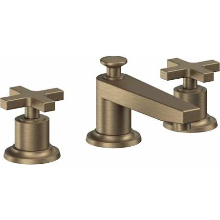 California Faucets Rincon Bay 1.2 GPM Widespread Bathroom Faucet with 1-1/4" Completely Finished ZeroDrain and Cross Handles Antique Brass Flat
