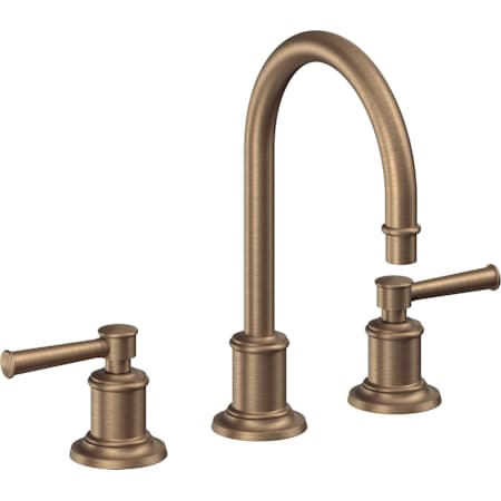 California Faucets Miramar 1.2 GPM Widespread Bathroom Faucet with 2-1/4" Completely Finished ZeroDrain Assembly Antique Brass Flat