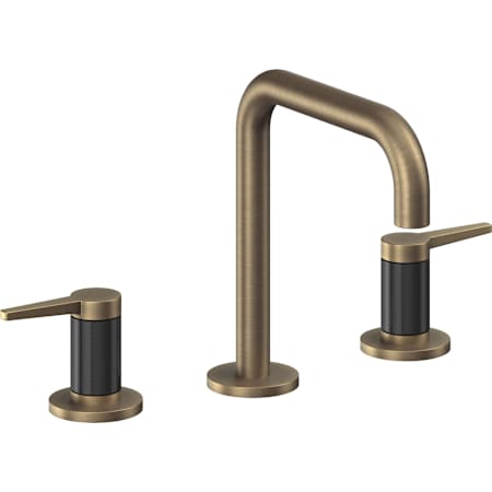 California Faucets D Street 1.2 GPM Widespread Bathroom Faucet with 1-1/4" Completely Finished ZeroDrain and Lever Handles Antique Brass Flat