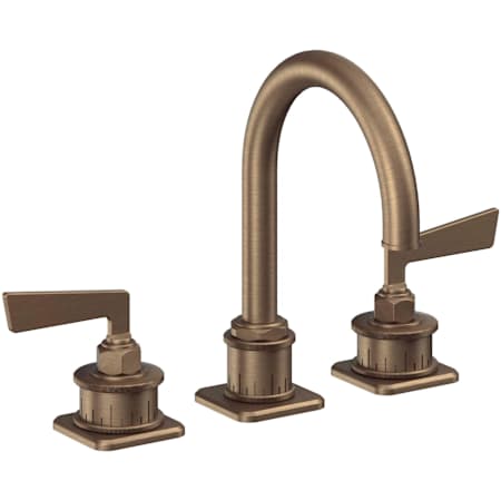 California Faucets Steampunk Bay 1.2 GPM Widespread Bathroom Faucet with Pop-Up Drain Assembly with Curved Spout Antique Brass Flat
