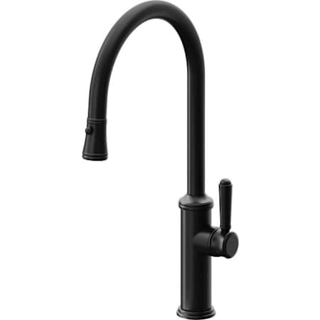 California Faucets Davoli 1.8 GPM Single Handle Single Hole Pull-Down Spray Kitchen Faucet With High Arc Spout Matte Black