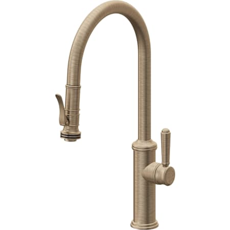 California Faucets Davoli 1.8 GPM Single Hole Pre-Rinse Pull Down Kitchen Faucet - Includes Escutcheon Antique Brass Flat