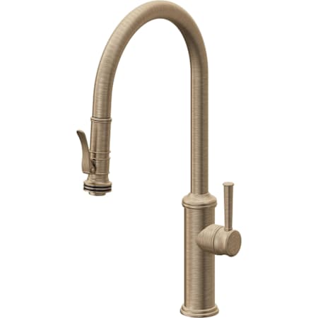 California Faucets Davoli 1.8 GPM Single Hole Pre-Rinse Pull Down Kitchen Faucet - Includes Escutcheon Antique Brass Flat