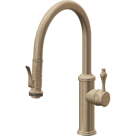 California Faucets Davoli 1.8 GPM Single Hole Pre-Rinse Pull Down Kitchen Faucet - Includes Escutcheon Antique Brass Flat