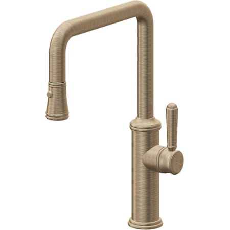 California Faucets Davoli 1.8 GPM Single Hole Pull Down Kitchen Faucet with 33 Series Handle Antique Brass Flat