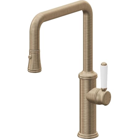 California Faucets Davoli 1.8 GPM Single Hole Pull Down Kitchen Faucet with 35 Series Handle Antique Brass Flat