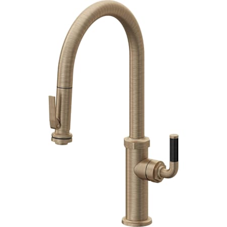 California Faucets Descanso Kitchen 1.8 GPM Single Hole Pre-Rinse Pull Down Kitchen Faucet - Includes Escutcheon Antique Brass Flat