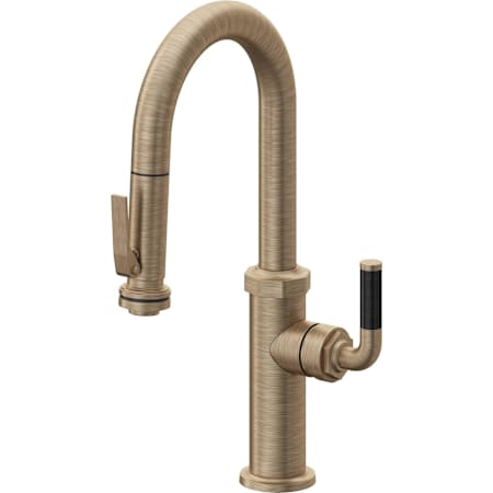 California Faucets Descanso Kitchen 1.8 GPM Single Hole Pre-Rinse Pull Down Kitchen Faucet - Includes Escutcheon Antique Brass Flat