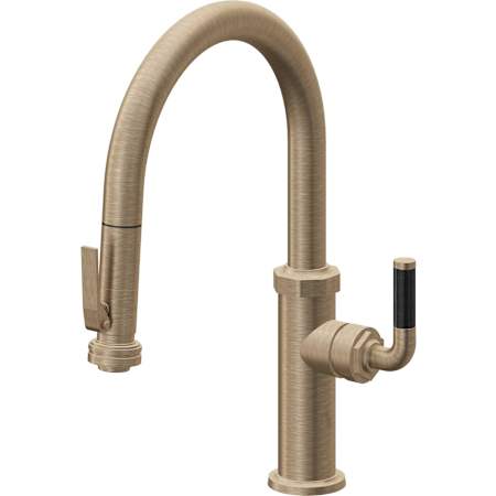California Faucets Descanso Kitchen 1.8 GPM Single Hole Pre-Rinse Pull Down Kitchen Faucet - Includes Escutcheon Antique Brass Flat