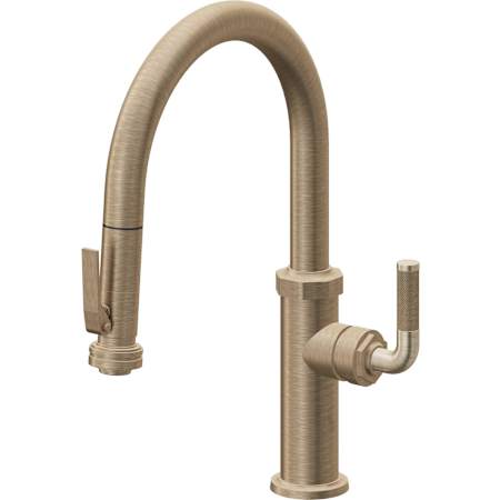 California Faucets Descanso Kitchen 1.8 GPM Single Hole Pre-Rinse Pull Down Kitchen Faucet - Includes Escutcheon Antique Brass Flat