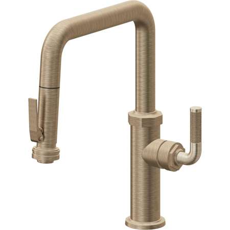 California Faucets Descanso Kitchen 1.8 GPM Single Hole Pre-Rinse Pull Down Kitchen Faucet - Includes Escutcheon Antique Brass Flat